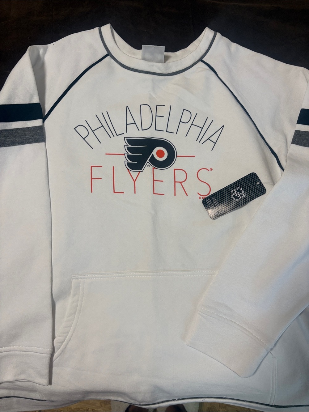 NHL White and Black Branded Crewneck Sweatshirt
